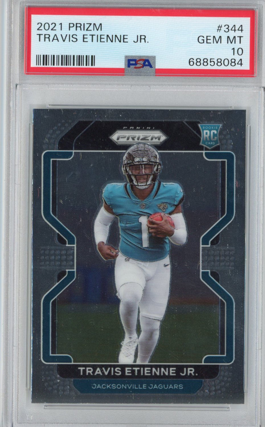 Graded 2021 Panini Prizm Travis Etienne Jr. #344 Rookie RC Football Card PSA 10 Gem Mint