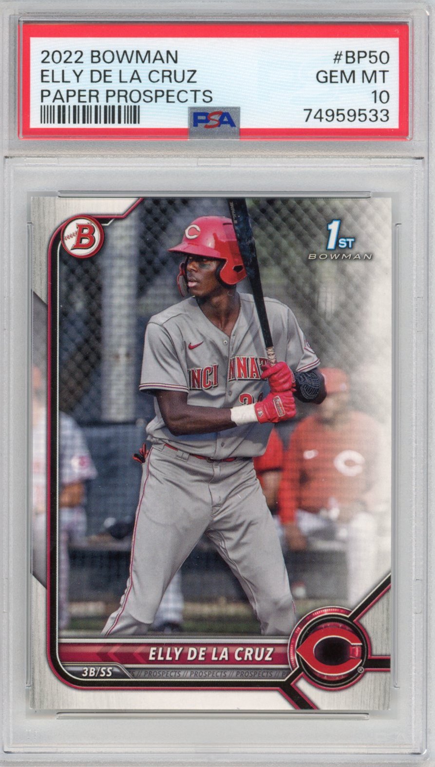 Graded 2022 Bowman Paper Prospects Elly De La Cruz #BP50 Rookie RC Baseball Card PSA 10 Gem Mint