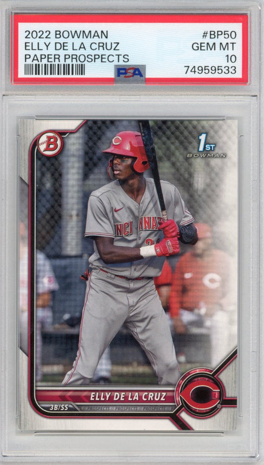 Graded 2022 Bowman Paper Prospects Elly De La Cruz #BP50 Rookie RC Baseball Card PSA 10 Gem Mint