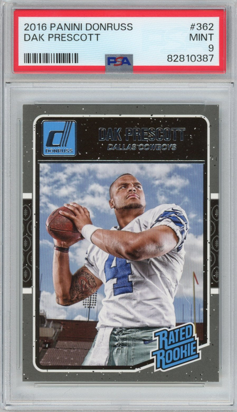 Graded 2016 Panini Donruss Dak Prescott #362 Rookie RC Football Card PSA 9 Mint