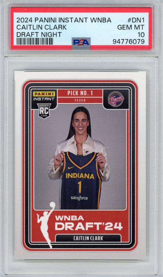 Graded 2024 Panini Instant WNBA Caitlin Clark #DN1 Draft Night Rookie RC Basketball Card PSA 10 Gem Mint