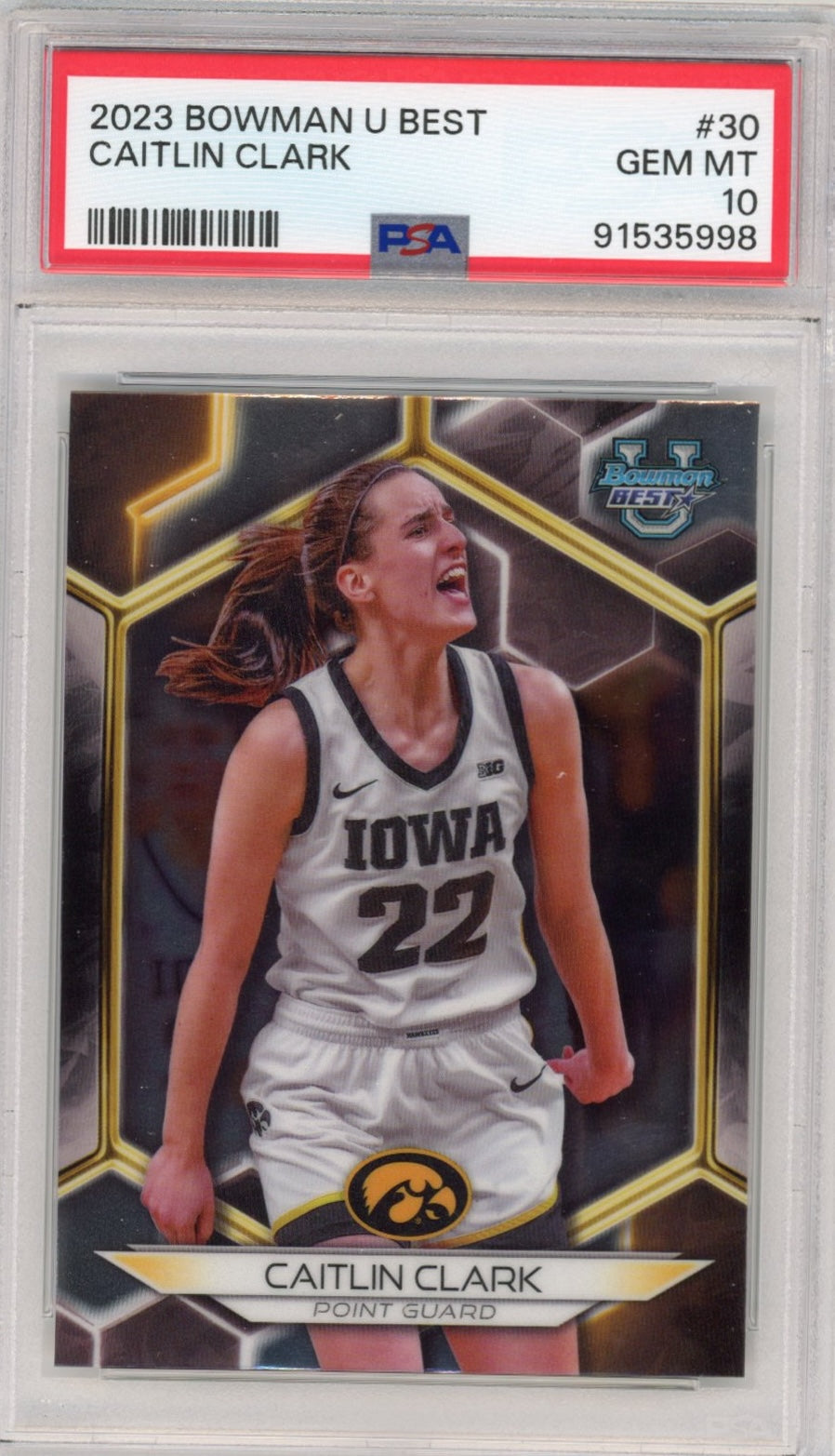 Graded 2023 Topps Bowman U Best Caitlin Clark #30 Rookie RC Basketball Card PSA 10 Gem Mint