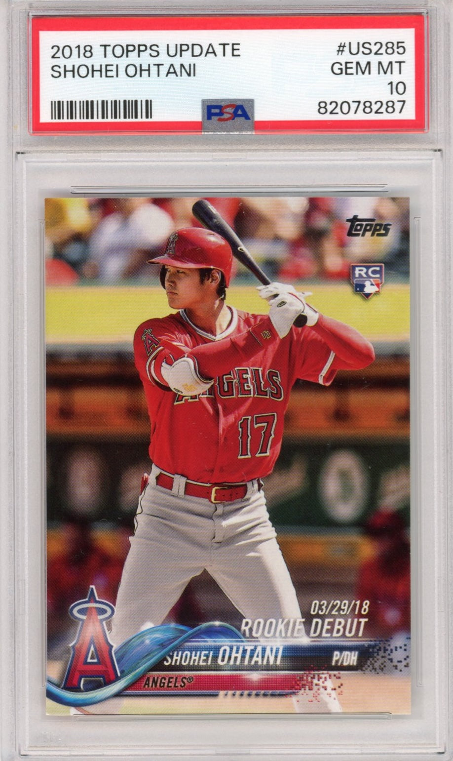 Graded 2018 Topps Update Shohei Ohtani #US285 Rookie RC Baseball Card PSA 10 Gem Mint