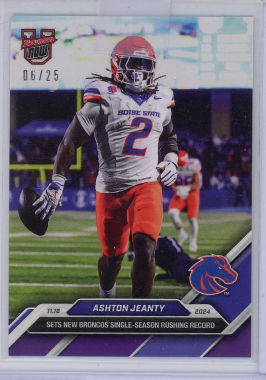 2024 Topps Bowman U Now Ashton Jeanty #43 Purple #/25 Boise State Broncos Rookie RC Football Card
