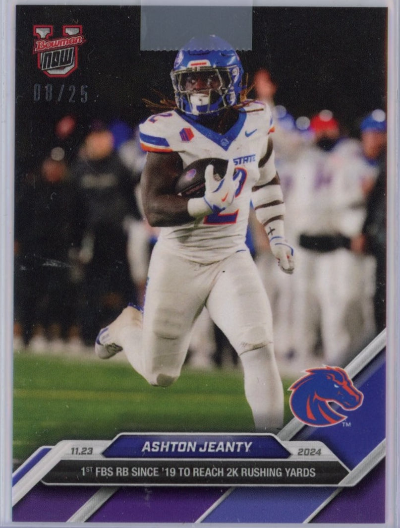 2024 Topps Bowman U Now Ashton Jeanty #48 Purple #/25 Boise State Broncos Rookie RC Football Card