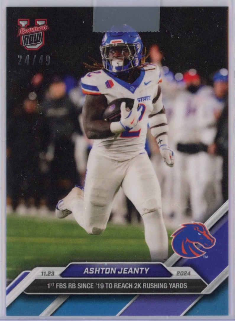 2024 Topps Bowman U Now Ashton Jeanty #48 Blue #/49 Boise State Broncos Rookie RC Football Card