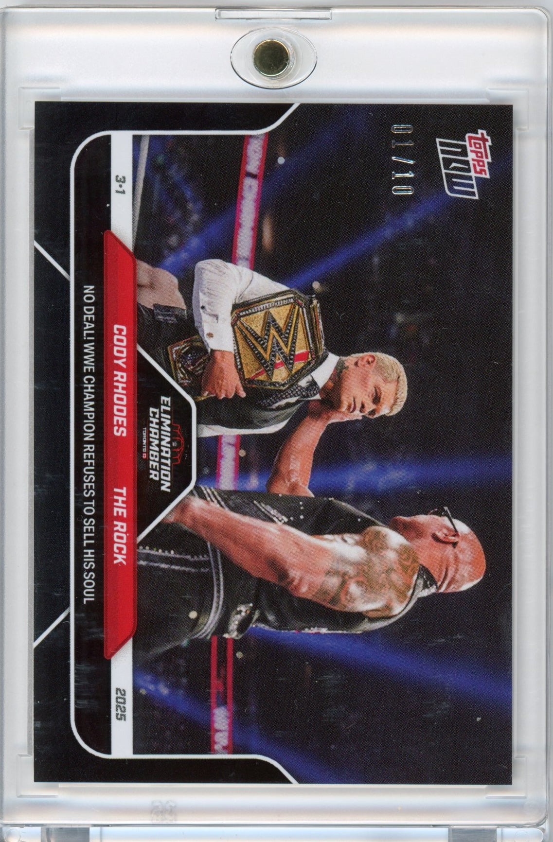 2025 Topps Now WWE Cody Rhodes/The Rock #26 Black #/10 No Deal! Wrestling Card