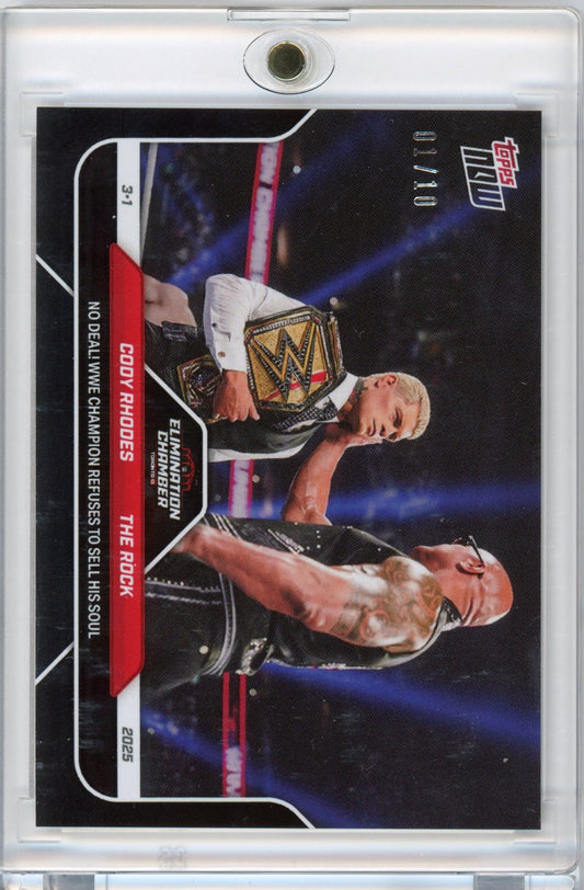 2025 Topps Now WWE Cody Rhodes/The Rock #26 Black #/10 No Deal! Wrestling Card