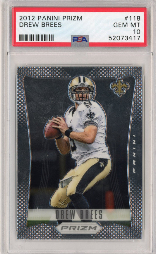 Graded 2012 Panini Prizm Drew Brees #118 Football Card PSA 10 Gem Mint