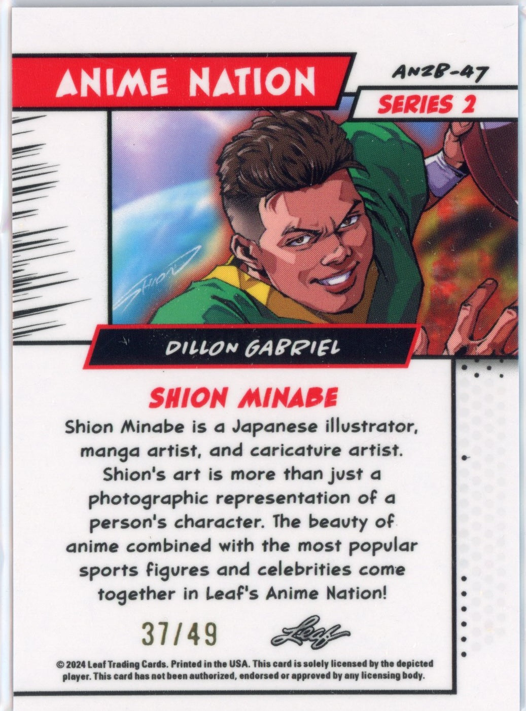 2025 Leaf Web Exclusives Anime Nation Dillion Gabriel #47 Purple /49 Rookie RC Football Card - Sport Cards