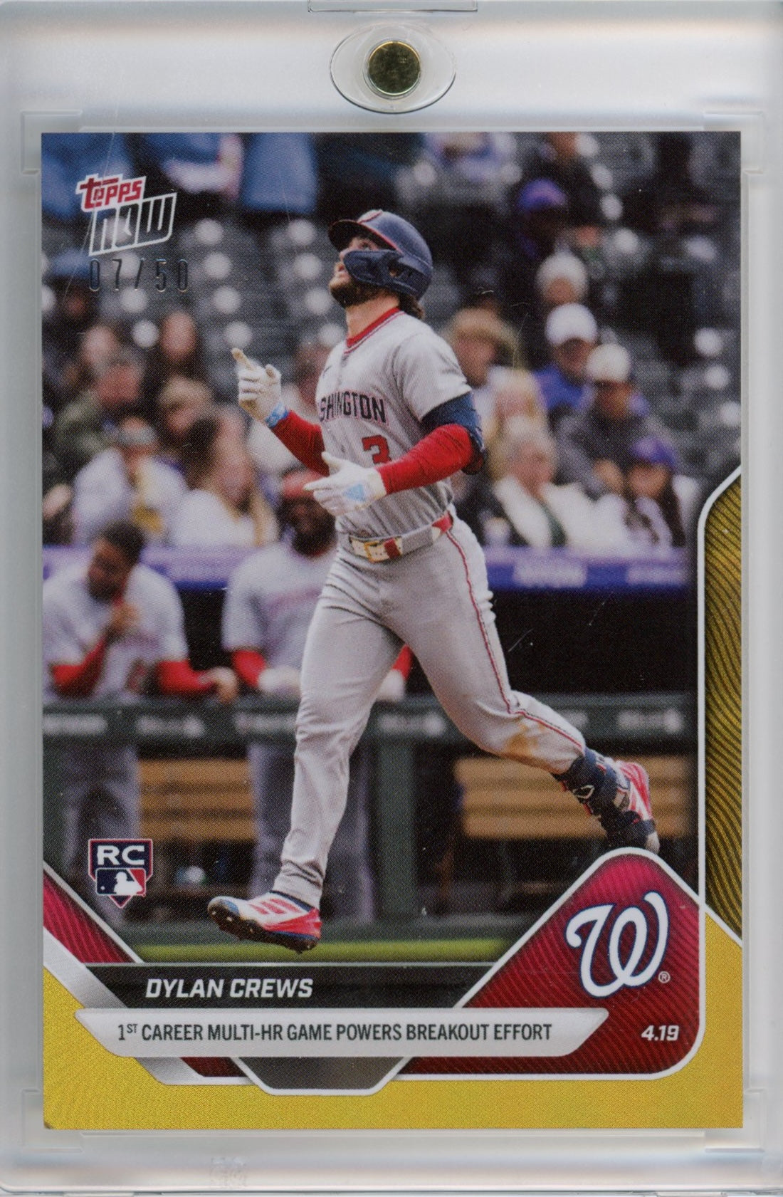 2025 Topps Now Dylan Crews #87 Gold /50 Washington Nationals Rookie RC Baseball Card