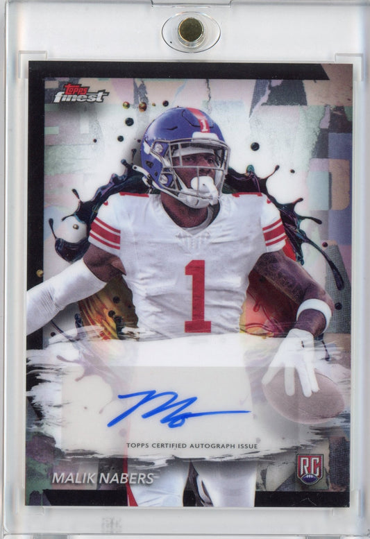 2024 Topps Finest Malik Nabers #RFAMN Autograph Rookie RC Football Card