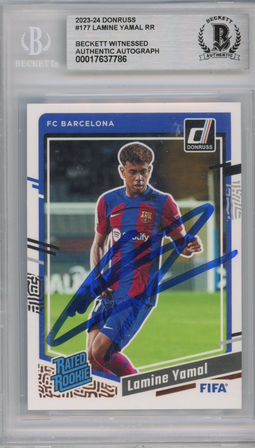 Graded 2023-24 Panini Donruss Lamine Yamal #RR Rated Rookie Signed Rookie RC Soccer Card Beckett BAS BGS Auto Auth Authentic COA