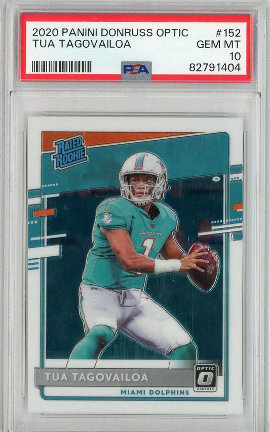 Graded 2020 Panini Donruss Optic Tua Tagovailoa #152 Rookie RC Football Card PSA 10 Gem Mint