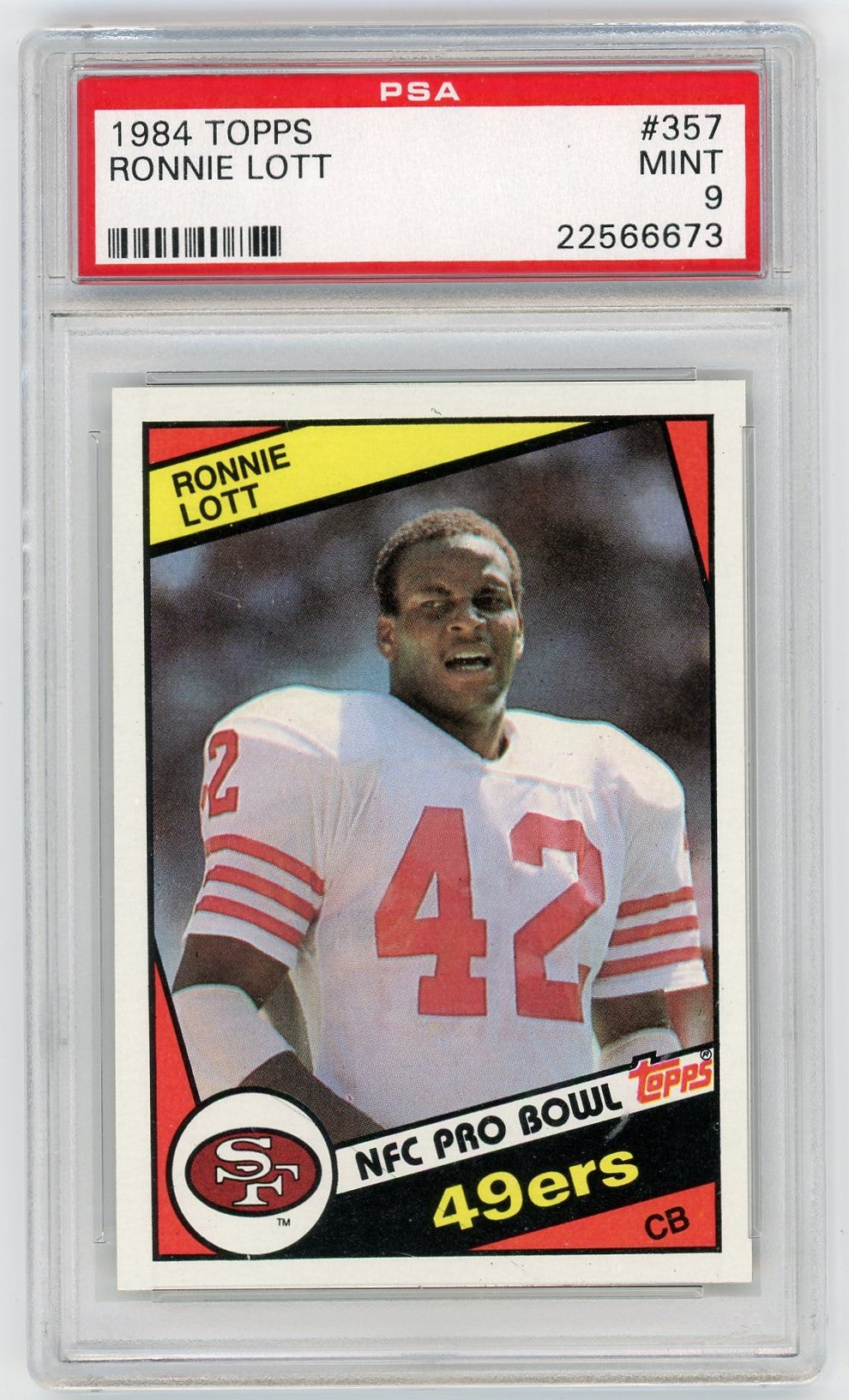 Graded 1984 Topps Ronnie Lott #357 Football Card PSA 9 Mint