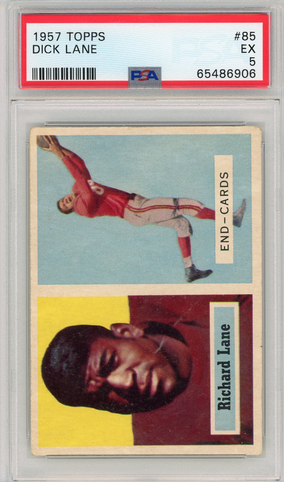 Graded 1957 Topps Richard Dick "Night Train" Lane #85 Rookie RC Card PSA 5 EX