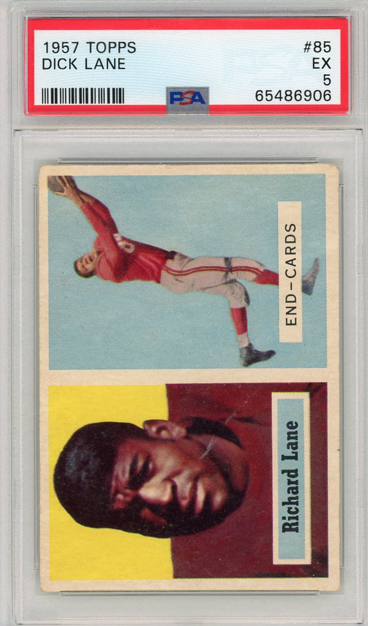 Graded 1957 Topps Richard Dick "Night Train" Lane #85 Rookie RC Card PSA 5 EX