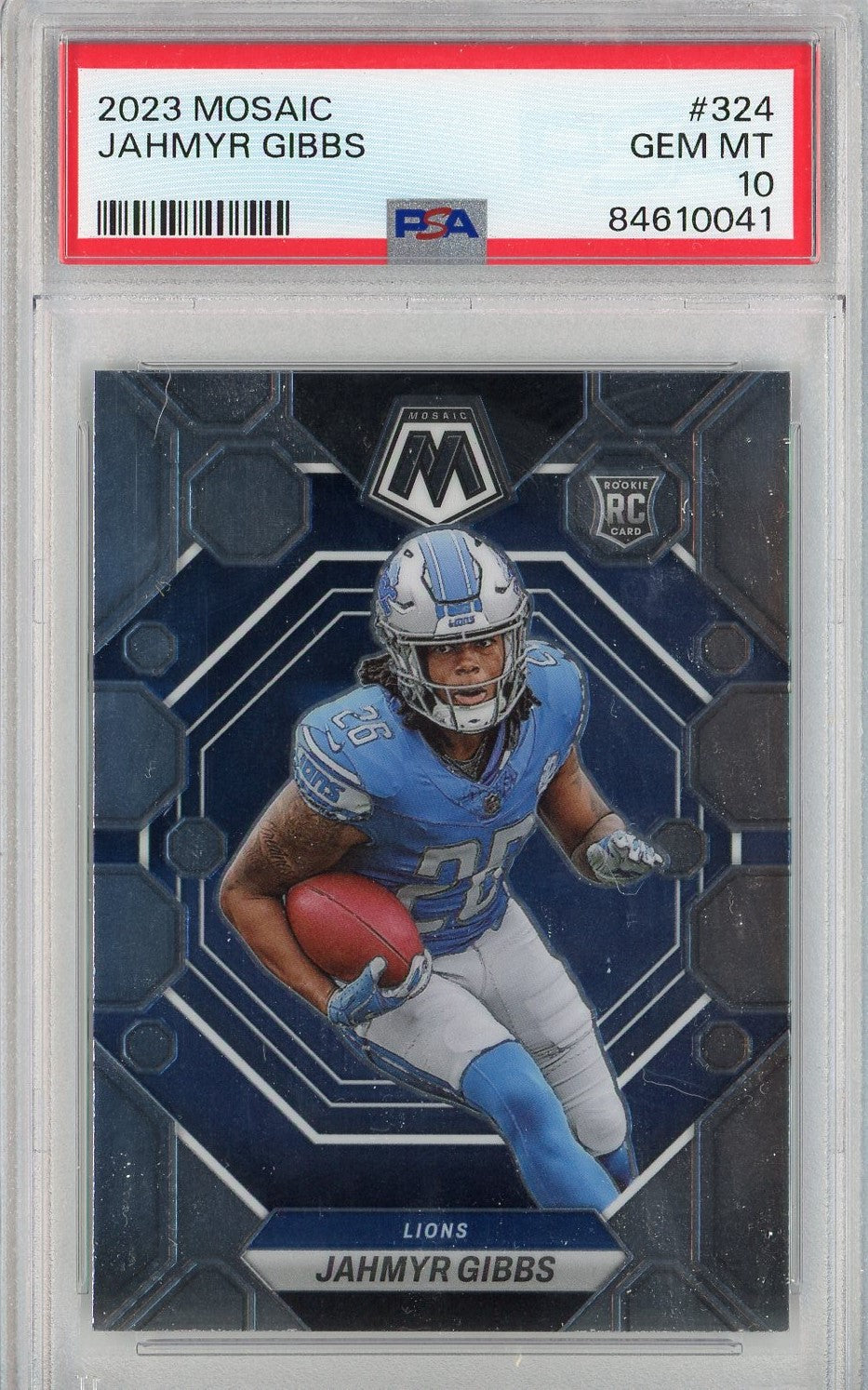 Graded 2023 Panini Mosaic Jahmyr Gibbs #324 Rookie RC Football Card PSA 10 Gem Mint