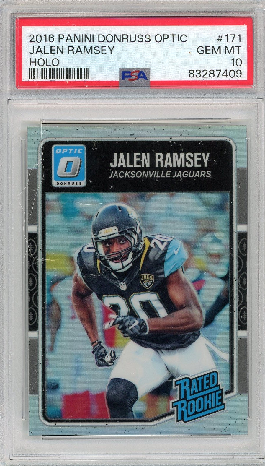 Graded 2016 Panini Donruss Optic Jalen Ramsey #171 Holo Rookie RC Football Card PSA 10 Gem Mint - Sport Cards