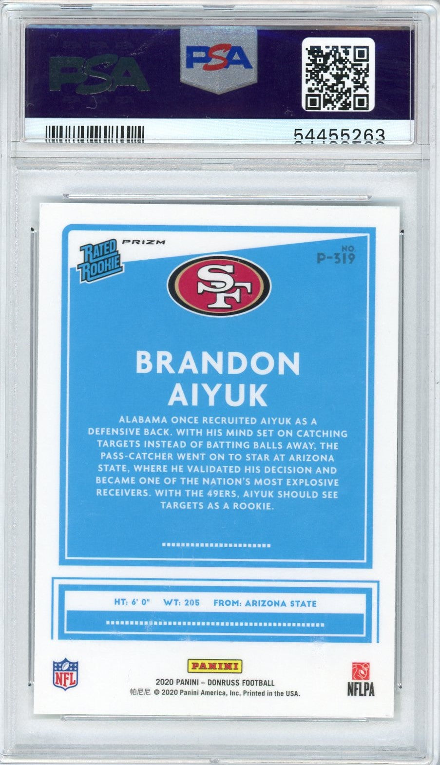 Graded 2020 Panini Donruss Brandon Aiyuk #P319 Optic Preview Holo Rookie RC Football Card PSA 10 Gem Mint