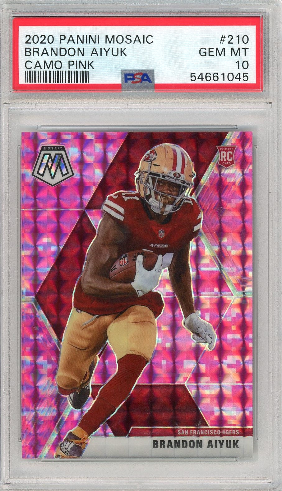 Graded 2020 Panini Mosaic Brandon Aiyuk #210 Camo Pink Rookie RC Football Card PSA 10 Gem Mint - Sport Cards