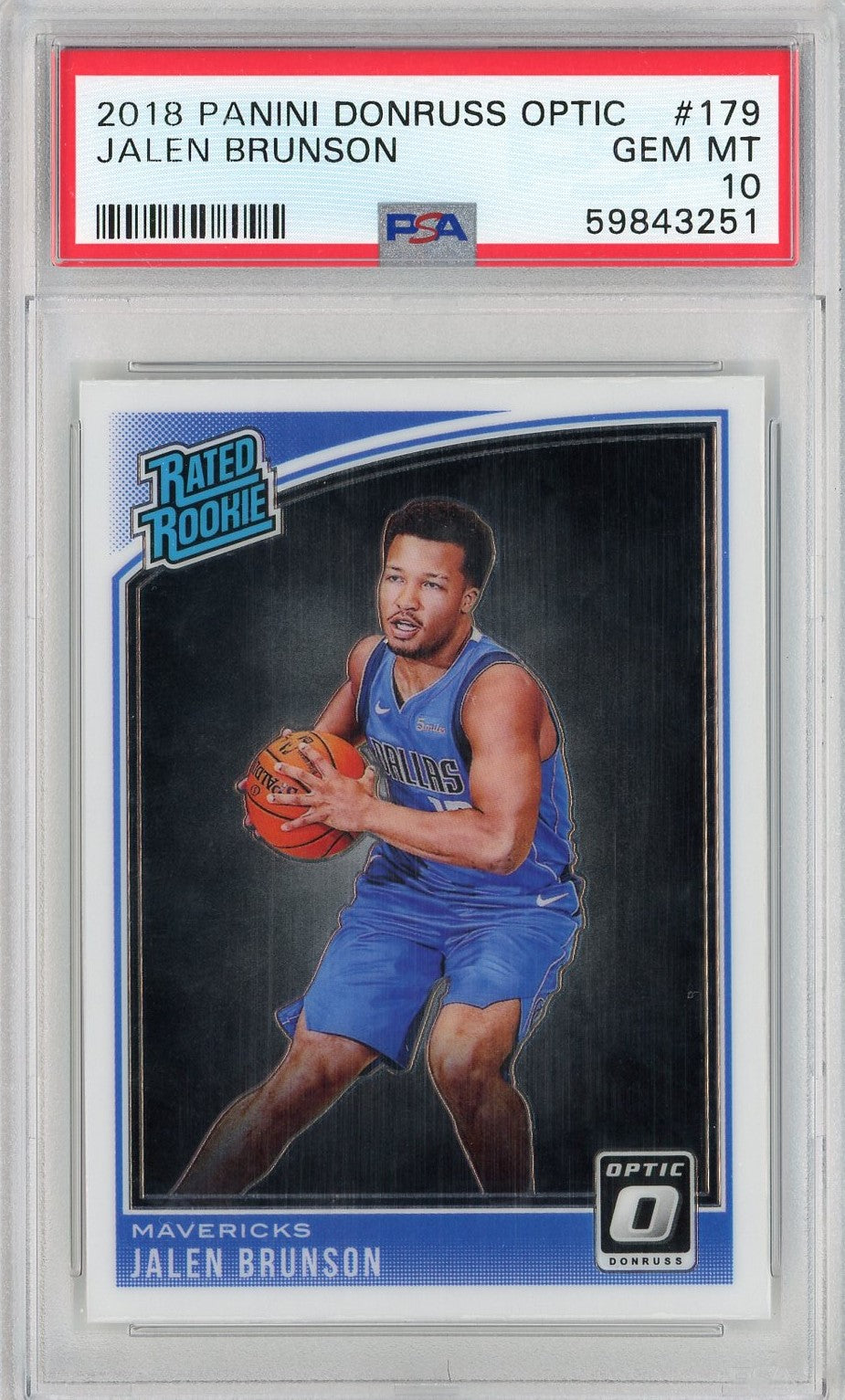 Graded 2018 Panini Donruss Optic Jalen Brunson #179 Rookie RC Basketball Card PSA 10 Gem Mint - Sport Cards