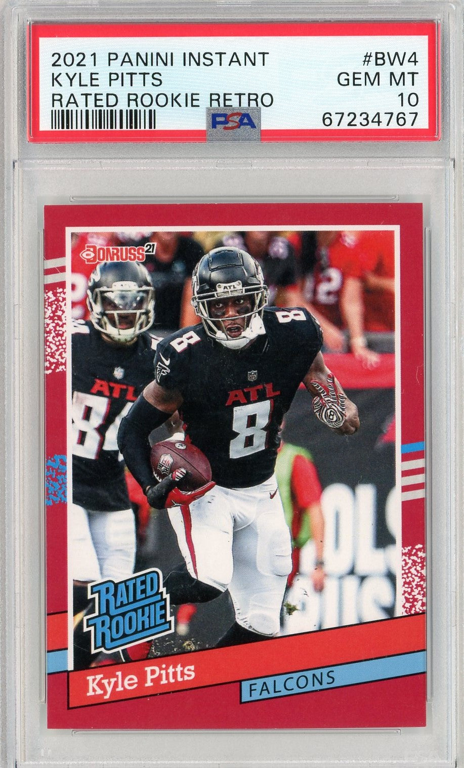 Graded 2021 Panini Instant Kyle Pitts #BW4 Rated Rookie Retro Rookie RC Football Card PSA 10 Gem Mint