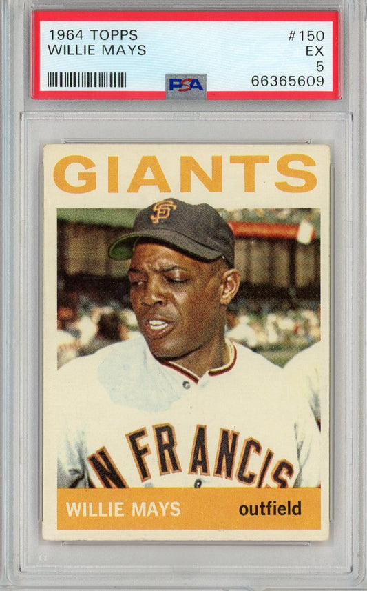 Graded 1964 Topps Willie Mays #150 Baseball Card PSA 5 Excellent