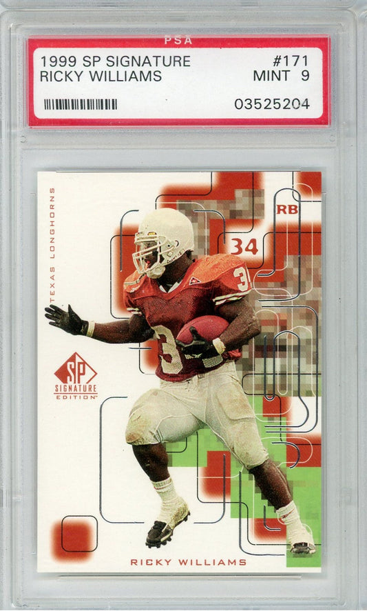 Graded 1999 SP Signature Ricky Williams #171 Rookie RC Football Card PSA 9 Mint