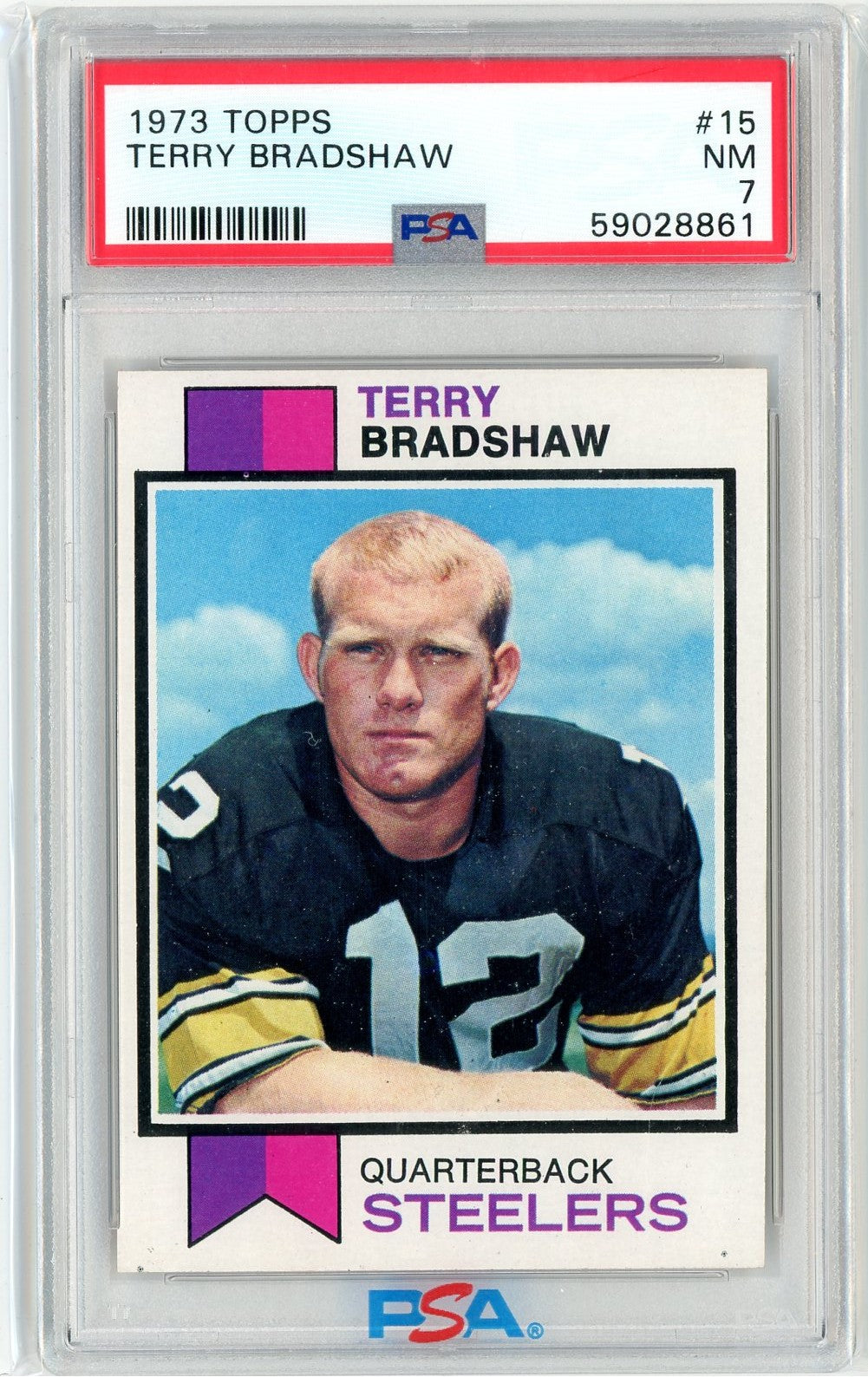 Graded 1973 Topps Terry Bradshaw #15 Football Card PSA 7 Near Mint