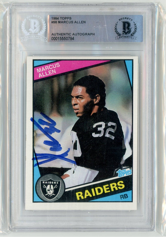 Graded 1984 Topps Marcus Allen #98 2nd Year Football Card BGS Authentic Autograph - Sport Cards