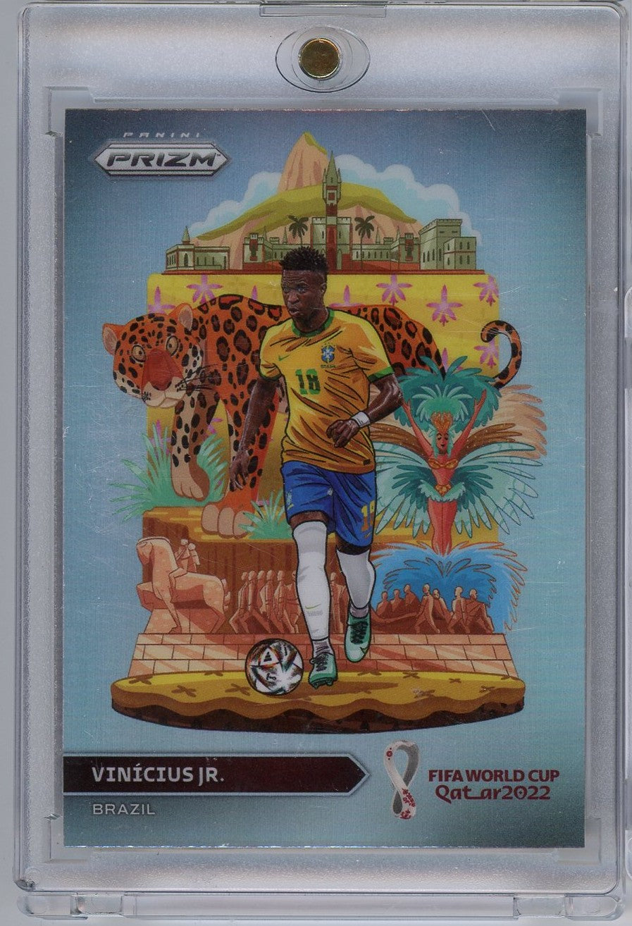2022 Panini Prizm World Cup National Landmarks Vini Vinicius Jr #3 Case Hit Soccer Card
