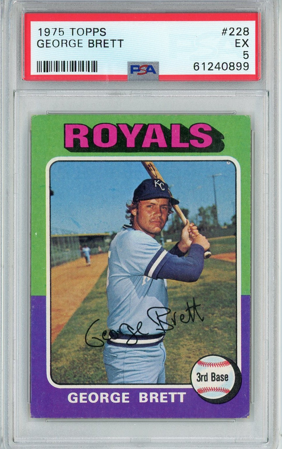 Graded 1975 Topps George Brett #228 Rookie RC Baseball Card PSA 5 Excellent