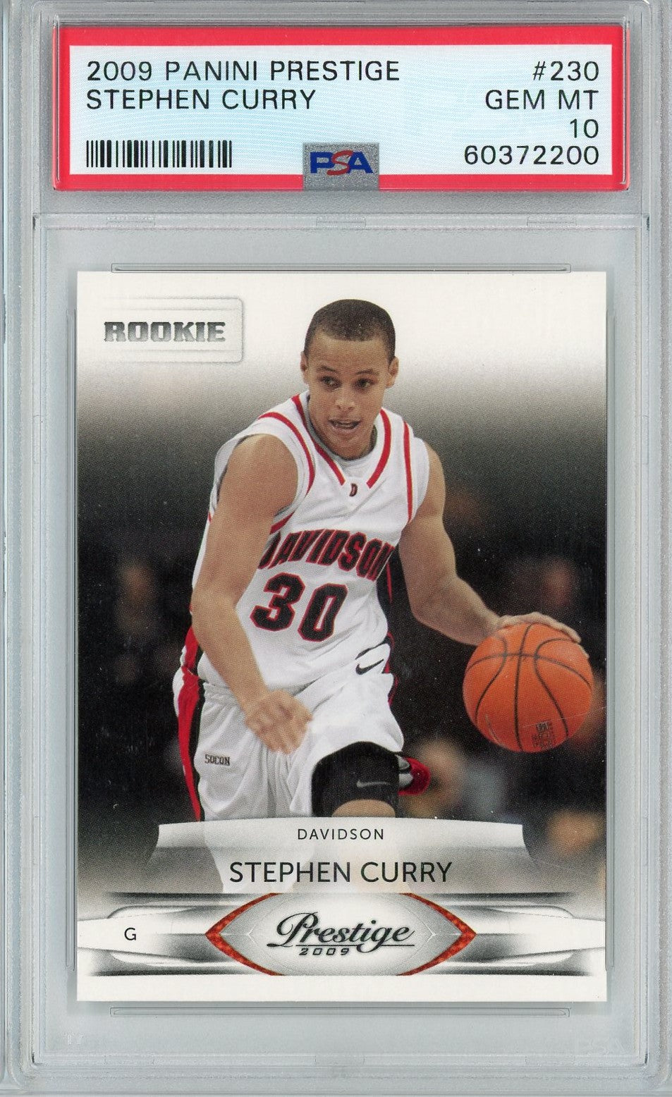 Graded 2009 Panini Prestige Stephen Steph Curry #230 Rookie RC Basketball Card PSA 10 Gem Mint