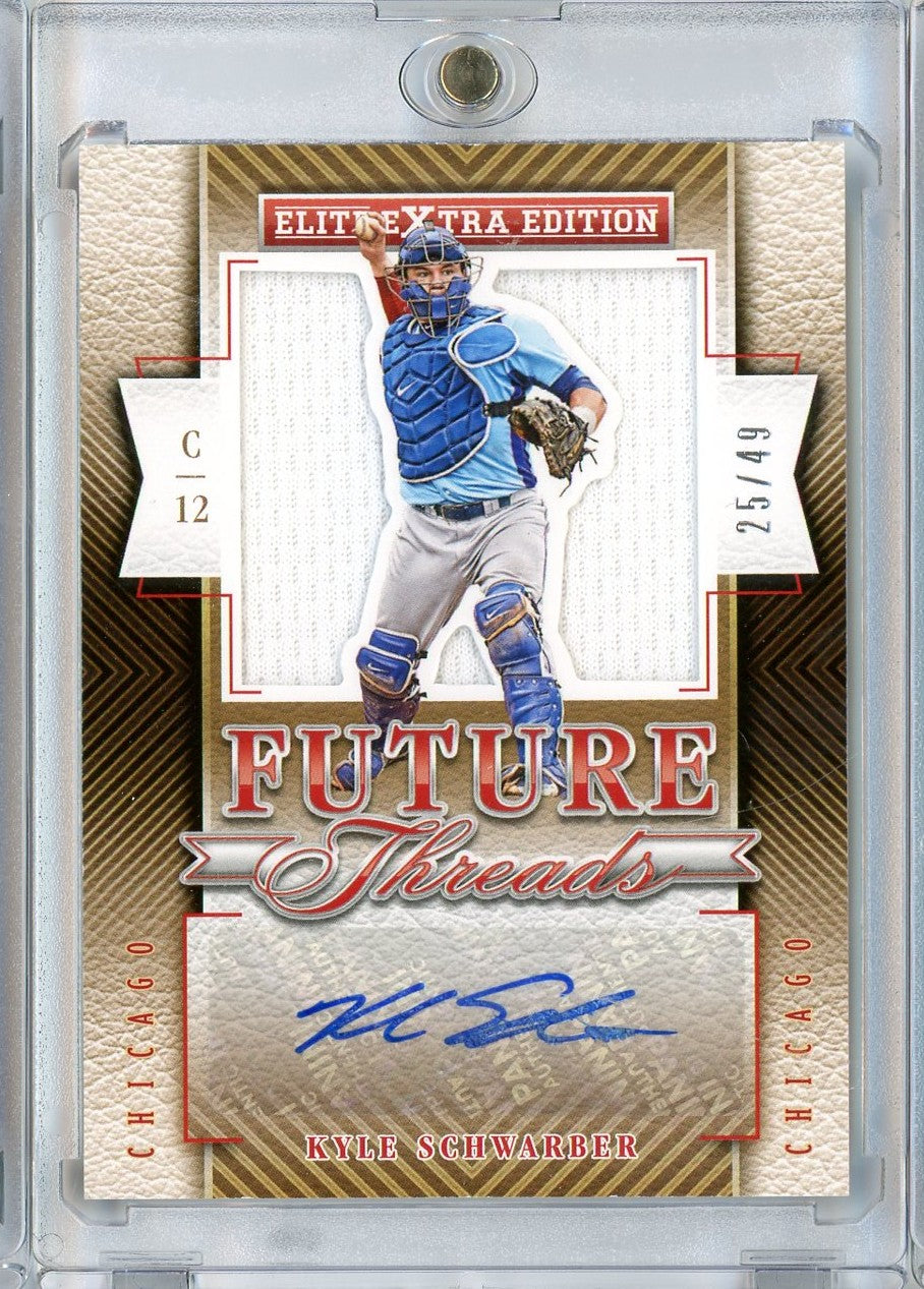 2015 Panini Elite Extra Edition Kyle Schwarber #2 /49 Future Threads Silhouette RPA Auto Rookie RC Baseball Card