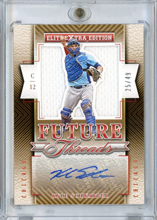 2015 Panini Elite Extra Edition Kyle Schwarber #2 /49 Future Threads Silhouette RPA Auto Rookie RC Baseball Card