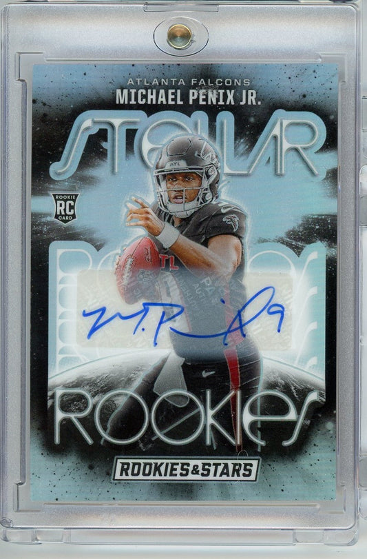 2024 Panini Rookies & Stars Michael Penix Jr #SRMPJ /99 Stellar Rookies Auto Atlanta Falcons Rookie RC Football Card