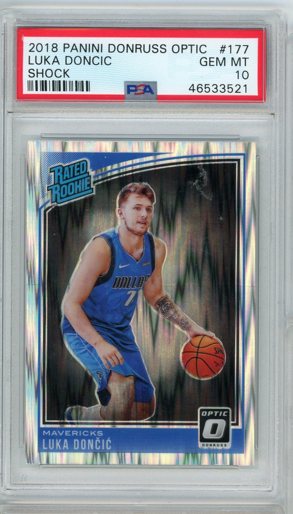 Graded 2018 Panini Donruss Optic Shock Luka Doncic #177 Rookie RC Basketball Card PSA 10 Gem Mint