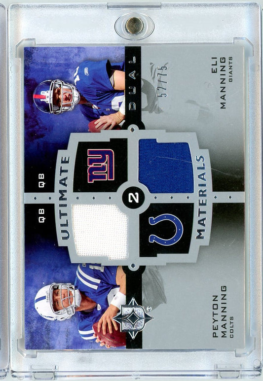 2007 Upper Deck Ultimate Collection Peyton Manning/Eli Manning #UDM13 Dual Game Used Relic /75 Football Card