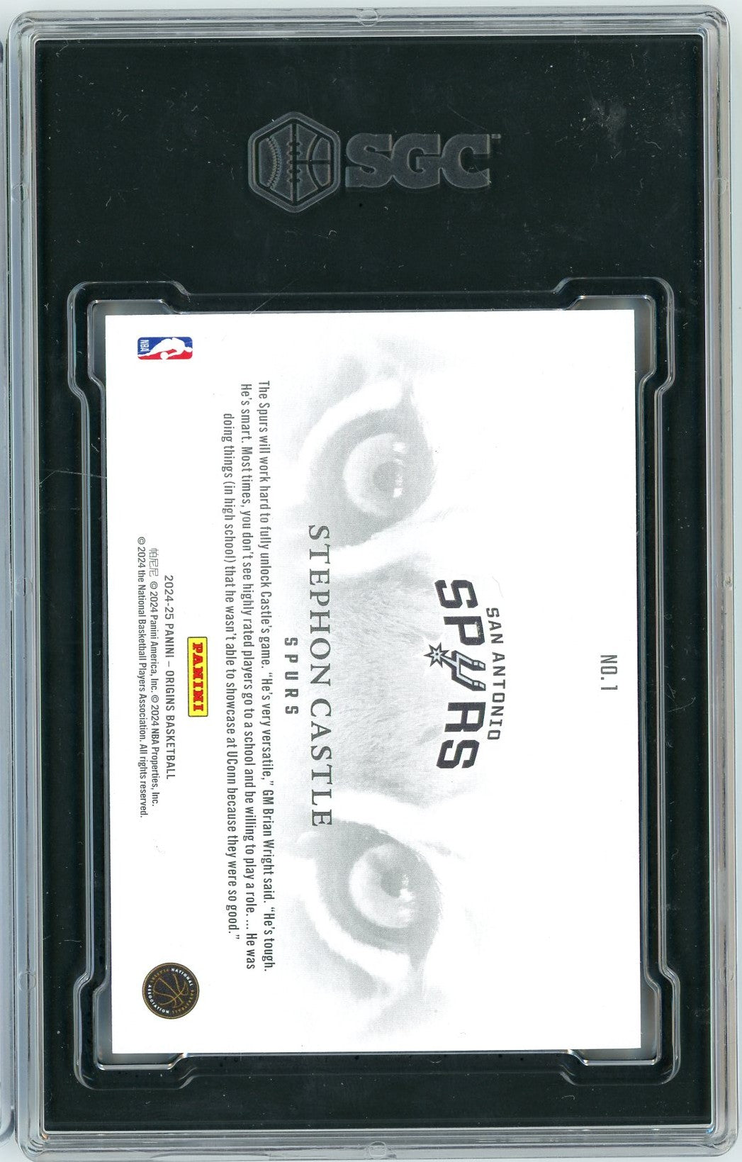 Graded 2024 Panini Origins Stephon Castle #1 Tiger Eyes Case Hit Rookie RC Basketball Card SGC 9.5