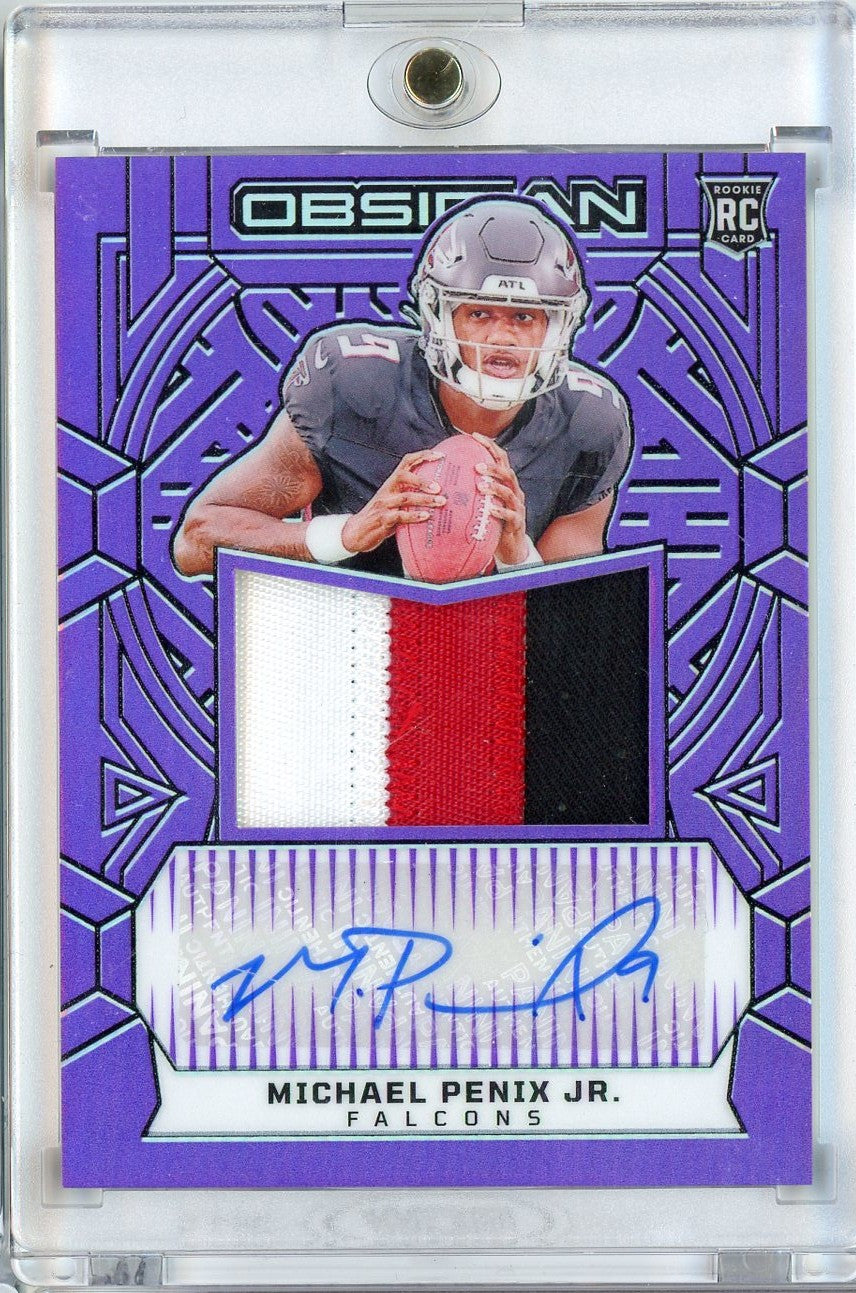 2024 Panini Obsidian Purple Auto Michael Penix Jr #RJJMPJ /49 Rookie RC Football Card