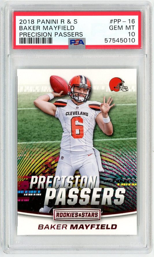 Graded 2018 Panini Rookies & Stars Baker Mayfield #PP16 Precision Passers Rookie RC Football Card PSA 10 Gem Mint - Sport Cards