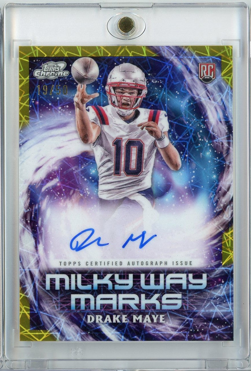 2024 Topps Cosmic Chrome Football Drake Maye #MWM-DMA /50 Milky Way Marks Auto Rookie RC Football Card
