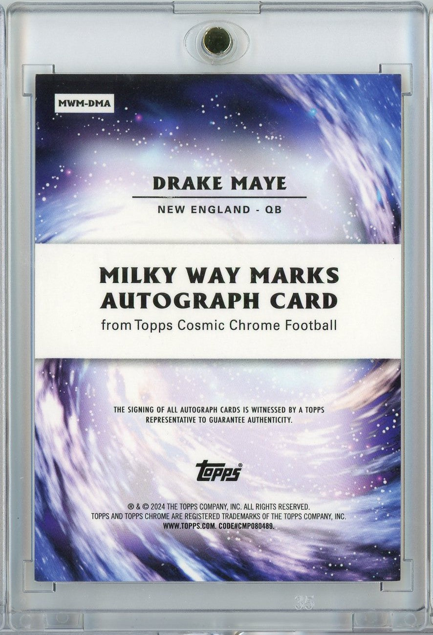 2024 Topps Cosmic Chrome Football Drake Maye #MWM-DMA /50 Milky Way Marks Auto Rookie RC Football Card