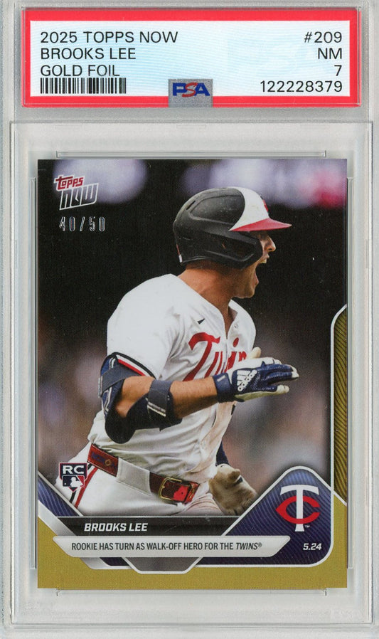 Graded 2025 Topps Now Brooks Lee #209 Gold Foil /50 Rookie RC Baseball Card PSA 7 Near Mint