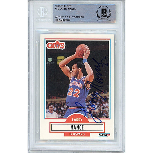 1990-91 Fleer — Larry Nance Cleveland Cavailiers Autographed Trading Card — Beckett Authentication