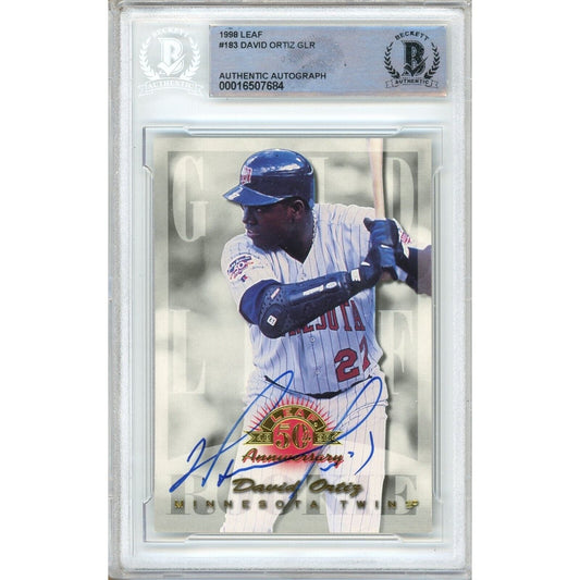 1998 Leaf Gold Rookies #183 — David Ortiz Minnesota Twins Autographed Trading Card — Beckett Authentication