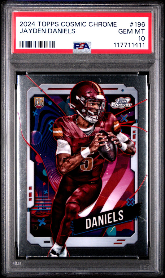 Graded 2024 Topps Cosmic Chrome Jayden Daniels #196 Rookie RC Football Card PSA 10 Gem Mint - Sport Cards