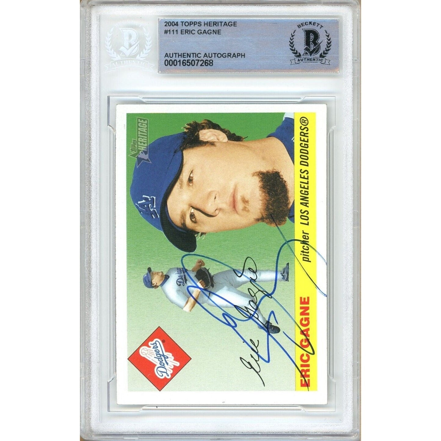 2004 Topps Heritage #111 — Eric Gagne Los Angeles Dodgers Autographed Trading Card — Beckett Authentication