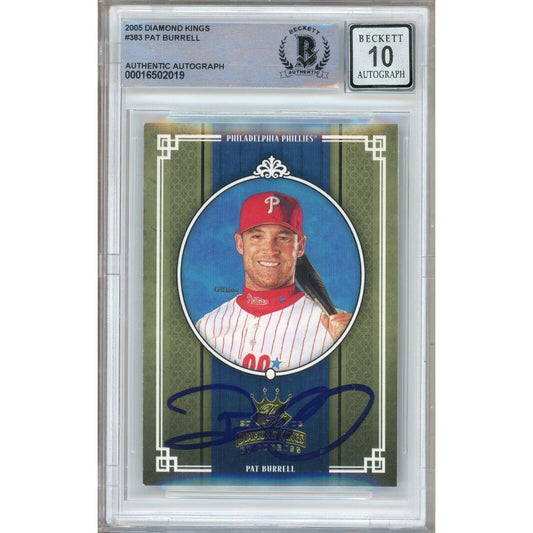 Pat Burrell Philadelphia Phillies Signed 2005 Diamond Kings Card BGS Auto 10 Graded Slab